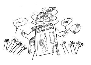 David Smith's drawing of a busy food teacher.